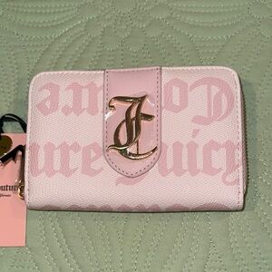 Juicy Couture Baby Pink Monogram Zip Wallet Gold JC (NWT)